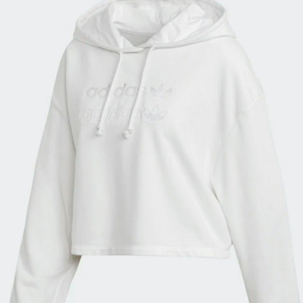 adidas Originals cropped hoodie in white - Picture 10 of 10